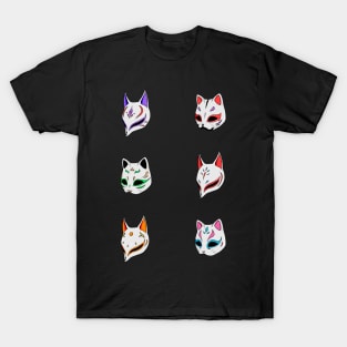 Kitsune neko mask colorful T-Shirt